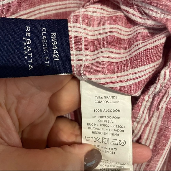 Men’s Denim Collection Regatta Sport Striped Button Up - Picture 4 of 5